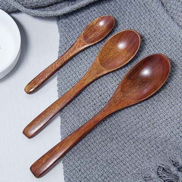 

wooden spoon bamboo kitchen cooking utensil tool soup teaspoon catering kids honey stirring home tableware- spoons