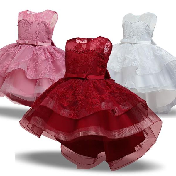 

girl's dresses girls christmas princess dress lace embroidery tulle tutu prom gown kid clothes children wedding evening formal year cos, Red;yellow