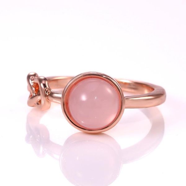 

stylish romantic rose gold engagement ring women solitaire pink stone princess cute gift finger accessories jewelry wedding rings, Slivery;golden