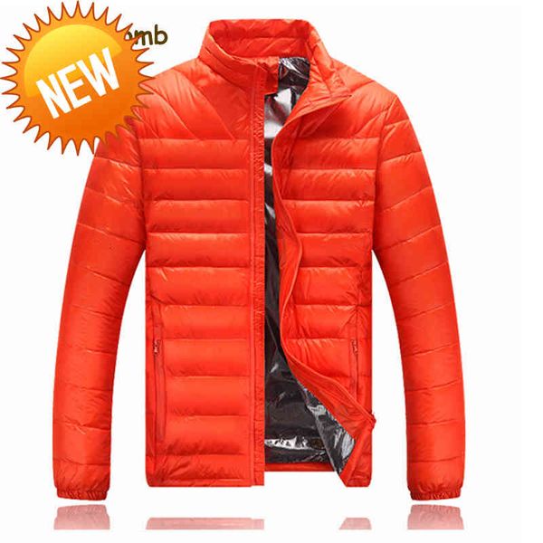 

2018 autumn winter ultra thin lightweight down jacket men stand collar white duck coat plus size l - 4xl, Black