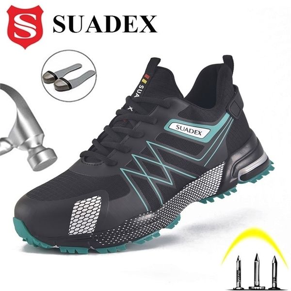 Suadex Çalışma Ayakkabıları Anti-Smashing Çelik Burun Çizmeler Erkekler Kadınlar için Delinme Geçirmez Güvenlik Sneaker Artı EUR Boyutu 37-48 211217