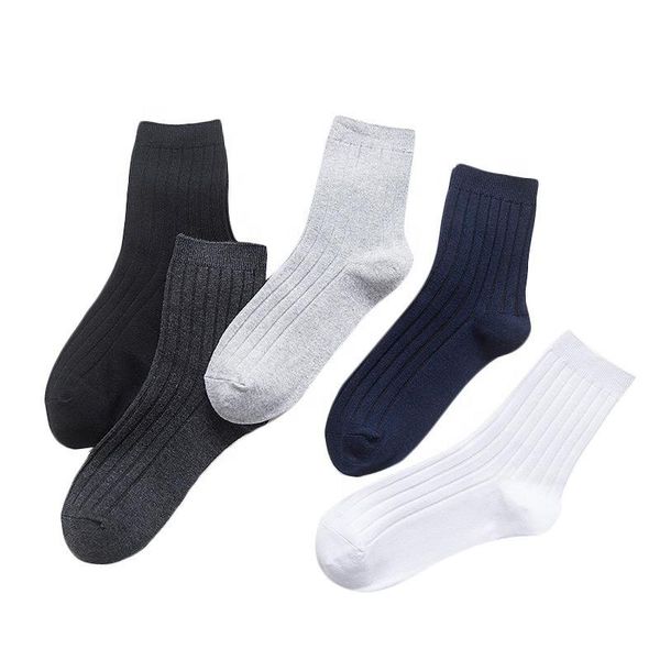 

men's socks pure color breathable cotton business casual male, Black