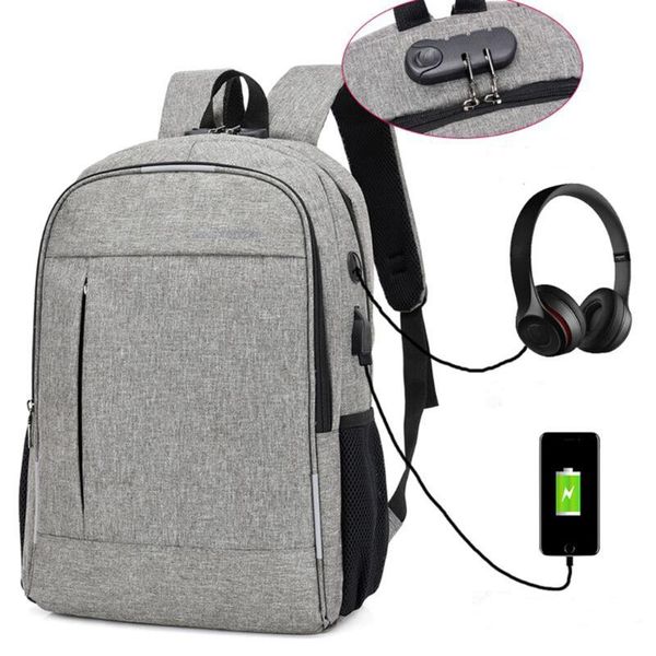 

backpack ladies anti-theft password lock lapmen's usb business travel bag mochilas escolares para adolescentes hombre