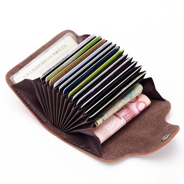 

card holders 2021 leather holder wallet men's purse small women driver's license money bag cardholder for female, Brown;gray