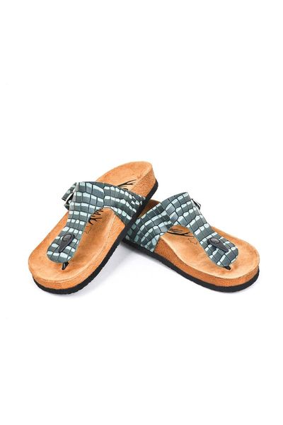 

slippers genuine leather green women 's, Black