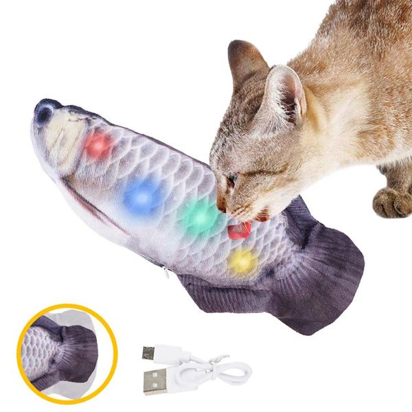 

cat toys pet simulation electric doll fish dancing moving soft plush shape chewing usb charging pets toy
