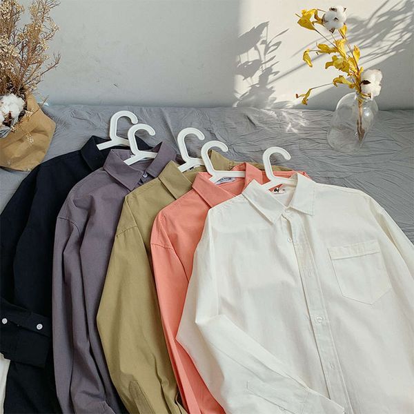 

men's casual shirts shirtins fashion men's versatile square collar korean long sleeve shirt 2zwo, White;black