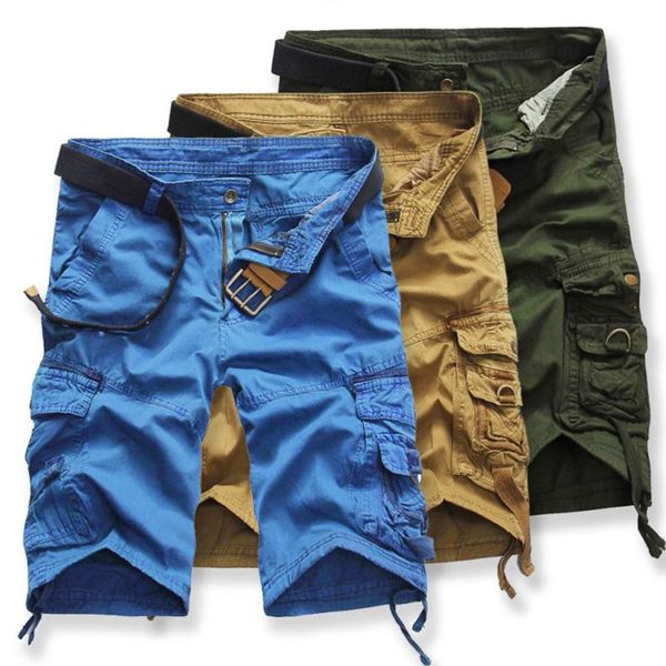 

men's shorts 2021 fashion mens solid colors high waist pockets beach work casual streetwear loose military cargo pantalones hombre#g3, White;black