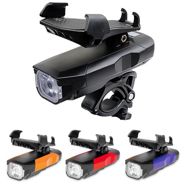 

in 1 bike light waterproof mtb bicycle front headlight with phone holder power bank horn for cycling accessories lights