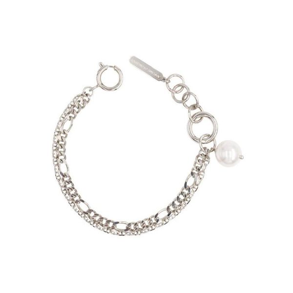 

charm bracelets metal chain gold-plated exaggerated double pearl pendant bracelet women's, Golden;silver