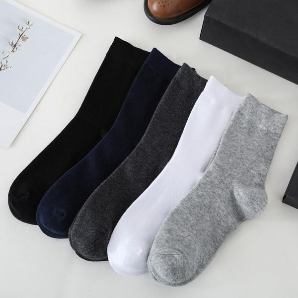 

men's socks 1 pair men knitted cotton soft middle tube breathable male sockings 39-45 mens and comfortable, Black