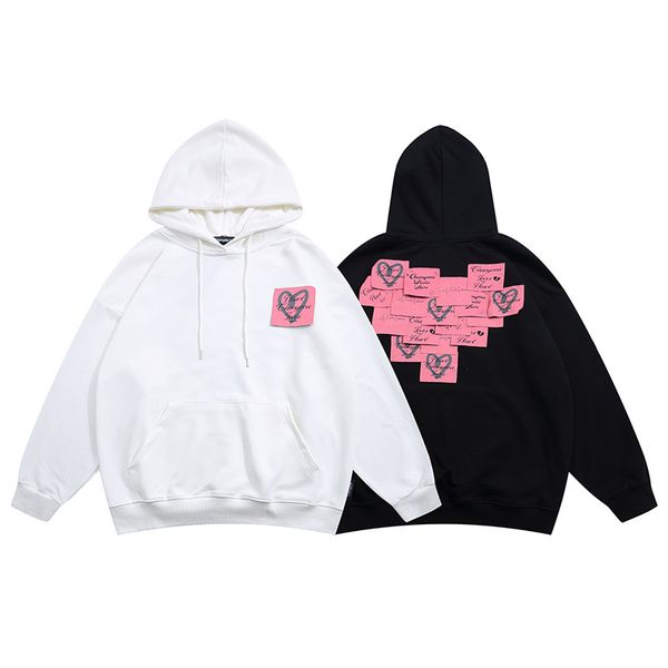 

ebaihui hoodies men sweatshirts letters printing fleece oversized hoodie fashion hip hop streetwear sweatshirt love sticky notes couple hood, Black