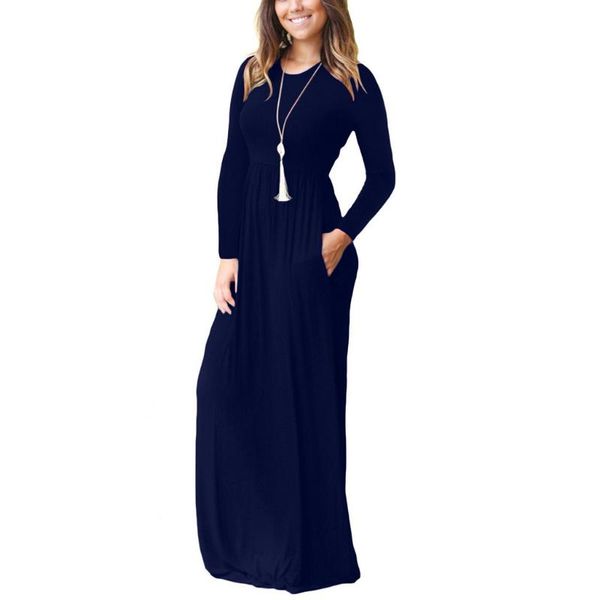 

bohemian floor-length dress 2021 women's casual long sleeve round neck solid tank nov18 maternity dresses, White