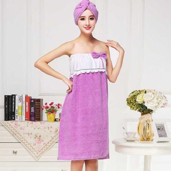 

towel absorbent microfiber fabric beach bath set with hair band wearable woman skirts lady bathrobe soft bathroom