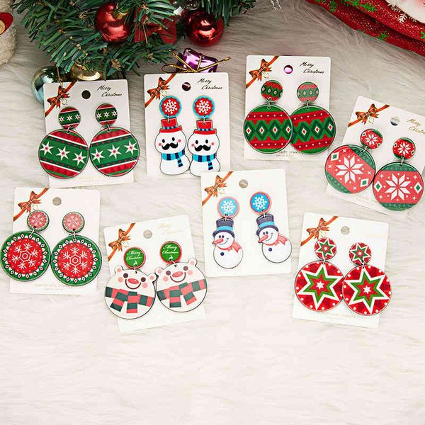 

christmas snowman earrings resin snowflake cartoon round