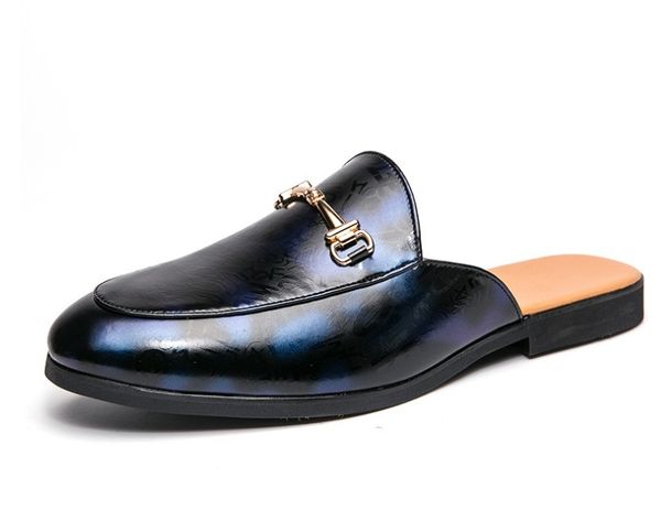 

fashion luxurys black and red half leather shoes men's slippers casual social flat moccasin homme dress shoe chaussure