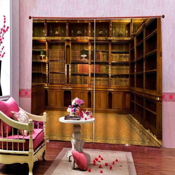 

custom any size fashion modern bookshelf background window curtains stereo retro vintage study room home drapes decoration curtain &