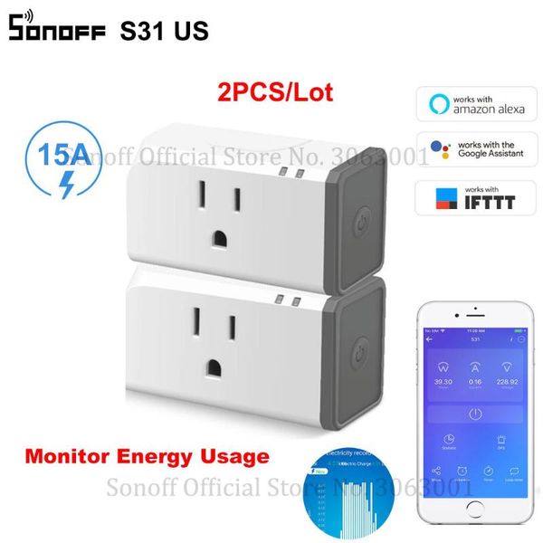 

smart home control 2pcs sonoff s31 us mini wifi socket 15a power outlets switch timing plug consumption measure monitor energy usage