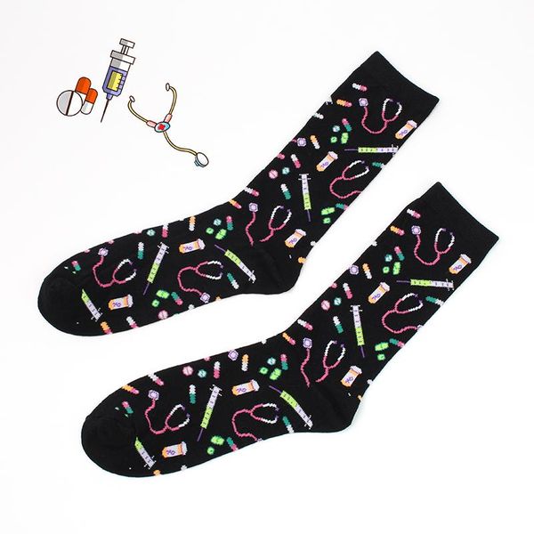 

men's socks men cotton funny appliances happy breathable and sweat-absorbing novelty casual dressing, Black