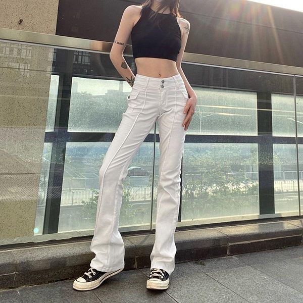 

women's pants & capris dollskill vintage street retro style low waist side pocket bell bottoms woman korean harajuku flare y2k, Black;white
