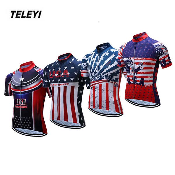 

teleyi usa bike team racing cycling jersey men mtb summer shirt bicycle clothing ropa ciclismo outdoor bike, Gray