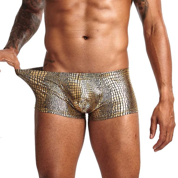 

underpants mens snake skin imitation leather underwear boxers crotchless boxer shorts men u convex low waist male 529, Black;white