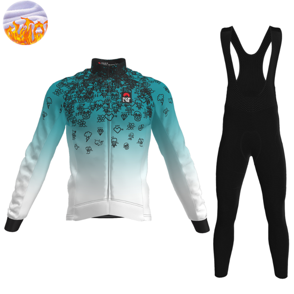 

racing sets slopline replicalong sleeve thermal fleece cycling clothing men set bib gel pants bike mtb ropa ciclismo hombre, Black;blue