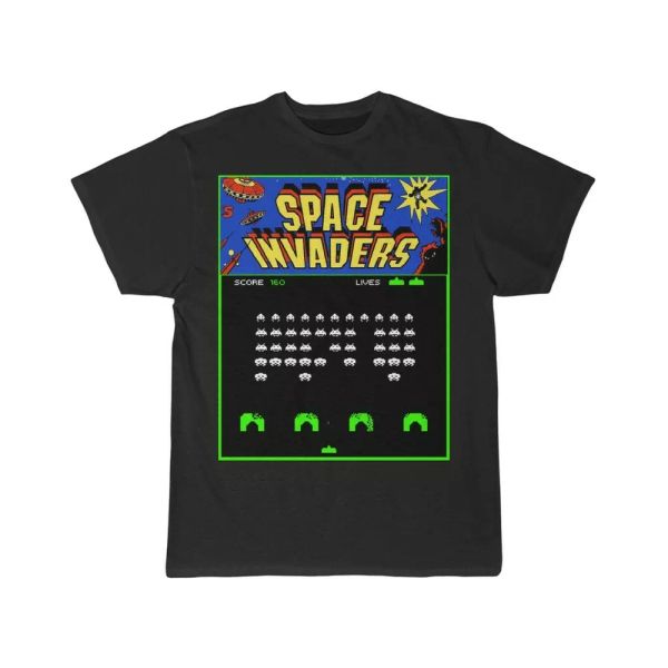 

space invaders video game screen men's short sleeve tee, White;black