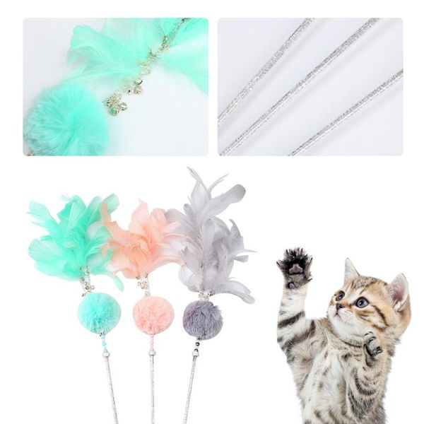 

cat toys pet cats tease interactive plush ball toy stick fun pets supplies