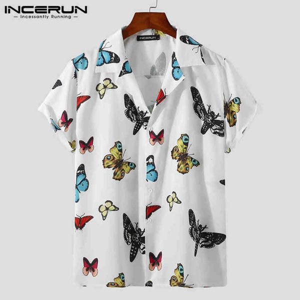 

incerun summer men hawaiian shirt printing turn down kraag short mouw vacation casual streetwear breathing camisas, White;black