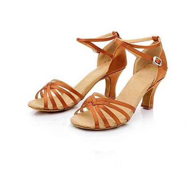 

women sandals high heels dance shoes brand party quality female dancing wear-resistant sole satin/leather, Black