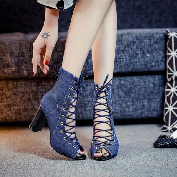 

cross strap sandals high heel open toe roman thick women's shoes, Black