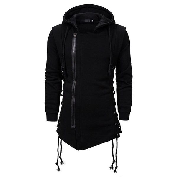 

men's hoodies & sweatshirts dihope autumn men casual solid long sleeve hoodie slim fit dark hooded loose jacket coats, Black