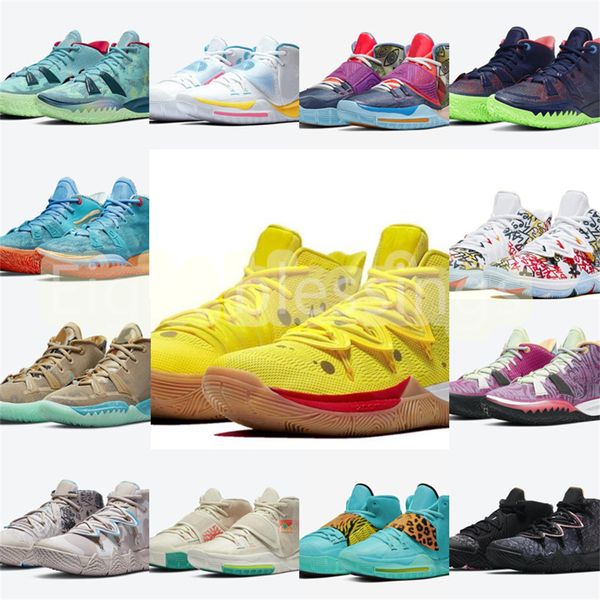 

2021kyries 5 6 7 basketball shoe pineapple house bred creator soundwave horus men womens irving sport sneakers for sale with box, White;red