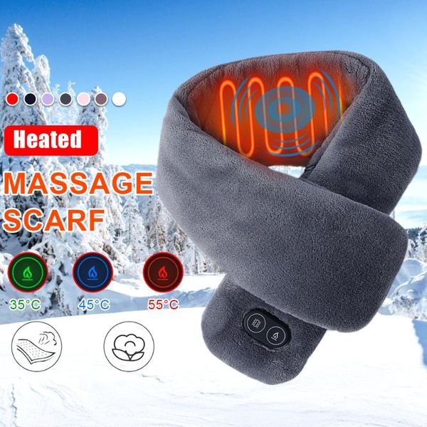 

cycling caps & masks usb heated men and women winter scarf shawl foreign trade smart heating solid color vibration massage, Black