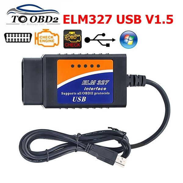 

code readers & scan tools elm327 usb connecters 1.5 reader scanner elm 327 v obdii car diagnostic interface supports most protocols