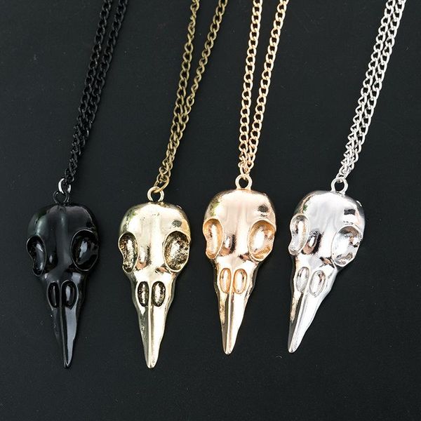 

pendant necklaces selling fashion novelty stereo crow head skull necklace chains christmas present 2021, Silver