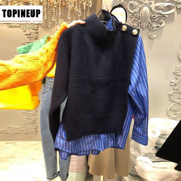 

dress mesh literary spring striped seam Korean version loose female shirt, Black;gray
