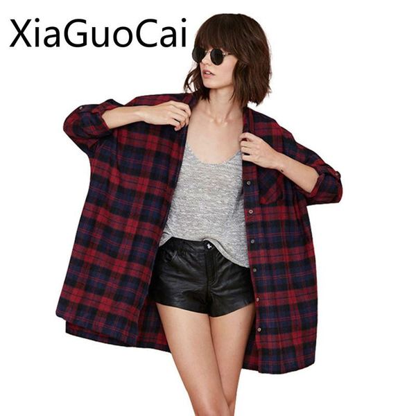 

women's blouses & shirts spring plaid women long plus size button turn-down collar corduroy casual blouse brand red w3 35, White
