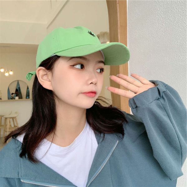 

the ball cap ball caps minority hat children's korean face small leaf embroidered soft baseball versatile fashion cap men's curved, Blue;gray