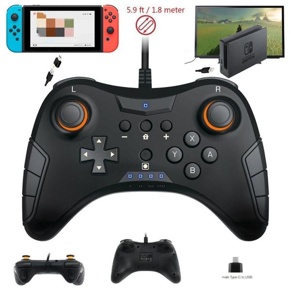 

tns-901 for switch pro wired gamepad controller usb cable game ns gamepads+type-c to adapter controllers & joysticks