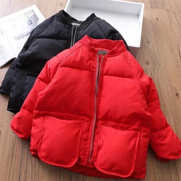 

girls jacket warm thick kids winter clothes children jackets for baby boys outerwear coat toddlers 90~130 cotton padded solid 211203, Blue;gray