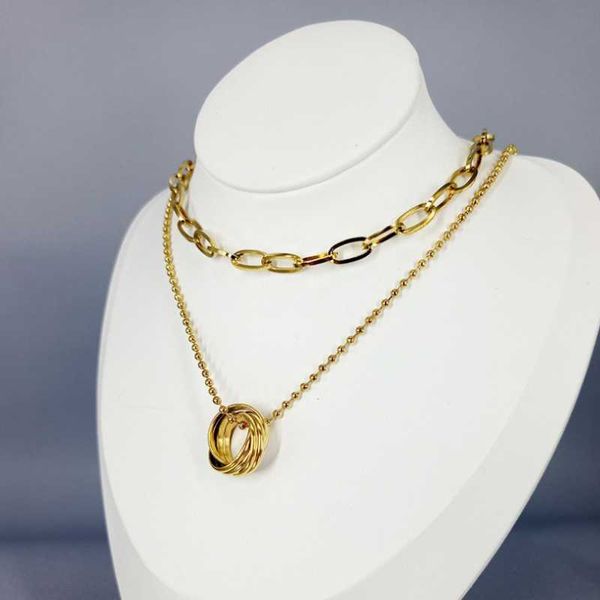 

chains 316l stainless steel circle pendant charms geometry beads chain choker necklace for women fashion fine jewelry party gifts, Silver
