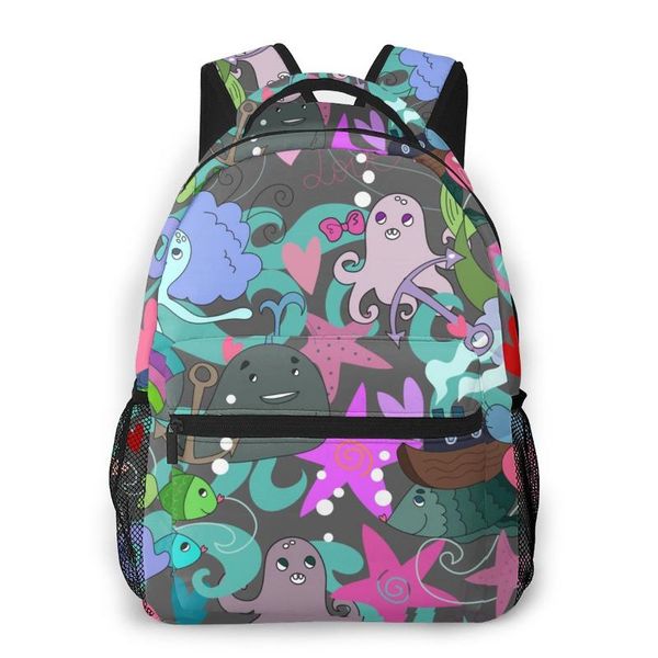 

school bags teenagers boy backpack cartoon sea fishes ocs starfish casual lapstudent bag