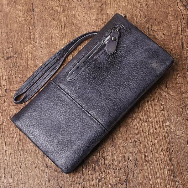 

wallets vintage luxury natural real leather men large long multi-card women's minimalist hand-grabbing coin purse, Red;black
