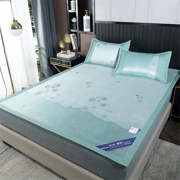 

summer mat folding sleeping latex bed ice silk bedding set 2/3pcs pillowcases protector sets