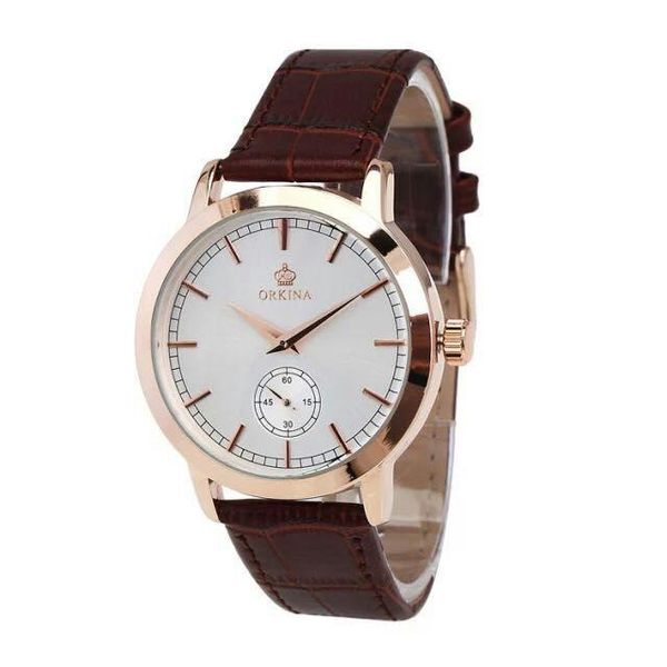 

elegant rose gold case slim men watches japan miyota quartz movement independent second dial erkek kol saati quartz-watch wristwatches, Slivery;brown
