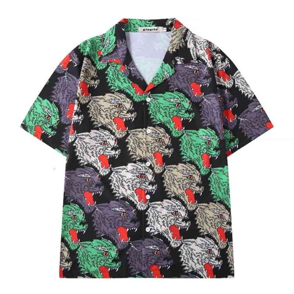 

polos fashion 20ss famous brand tiger print shirts short sleeve luxury clothing for men summer loose casual gothic style, White