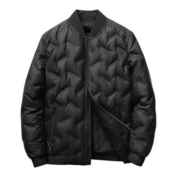

men's stand collar light down jacket solid short casual fashion, Black