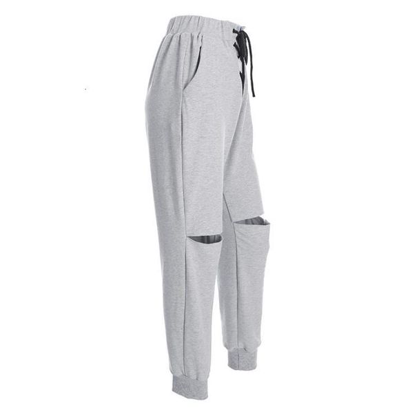 

summer women's high waist straps streetwear hole casual harem pants, Black;white